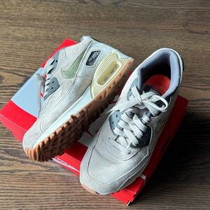 Nike Air Max Sneakers in Gold and Beige Suede